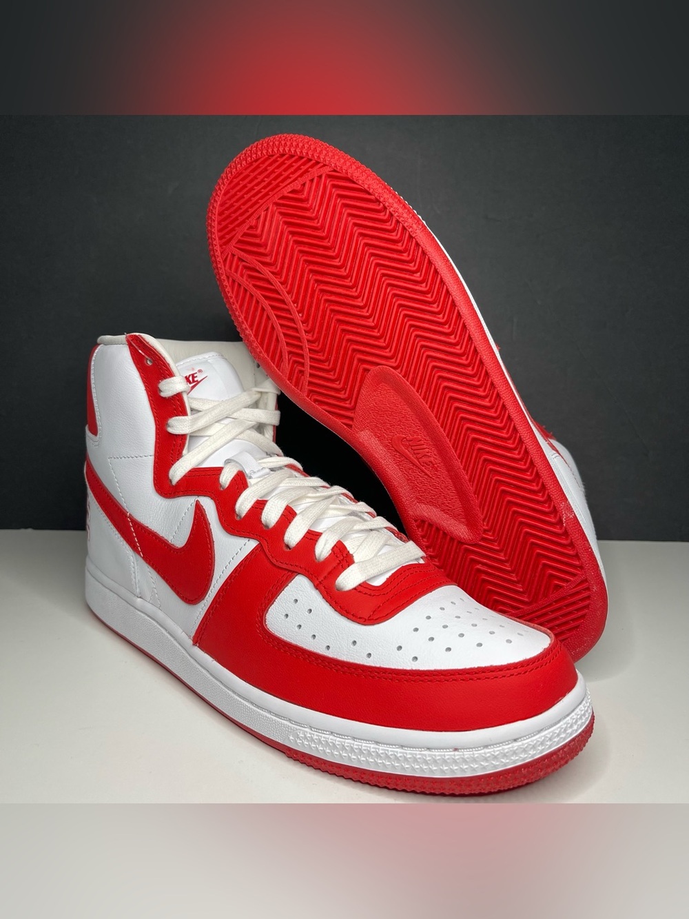 Nike Men's High-Top Basketball Sneakers in Red and White